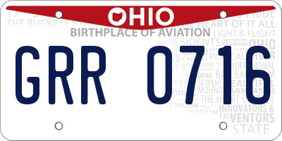 OH license plate GRR0716
