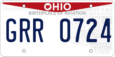 OH license plate GRR0724