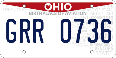 OH license plate GRR0736