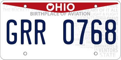 OH license plate GRR0768