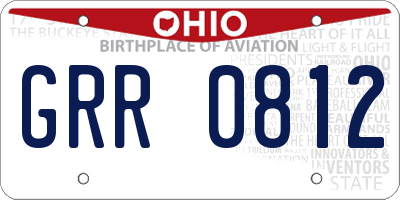 OH license plate GRR0812