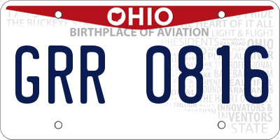 OH license plate GRR0816