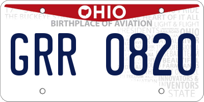 OH license plate GRR0820