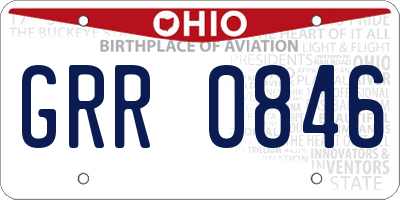 OH license plate GRR0846