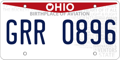OH license plate GRR0896
