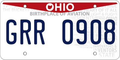 OH license plate GRR0908