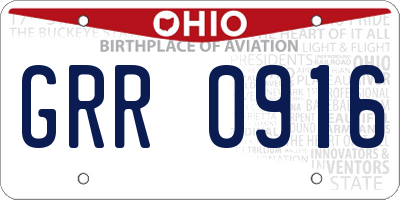 OH license plate GRR0916