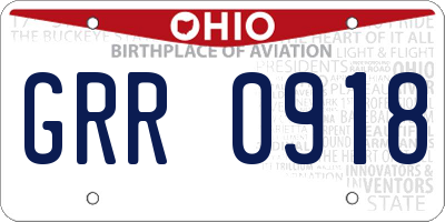 OH license plate GRR0918
