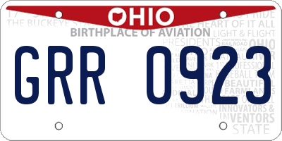 OH license plate GRR0923