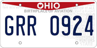 OH license plate GRR0924