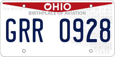 OH license plate GRR0928