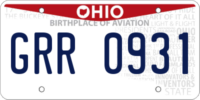 OH license plate GRR0931