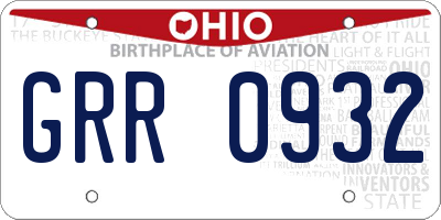 OH license plate GRR0932