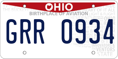 OH license plate GRR0934