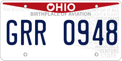 OH license plate GRR0948