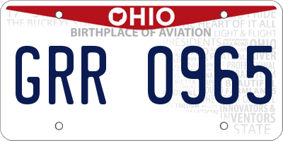 OH license plate GRR0965
