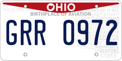 OH license plate GRR0972
