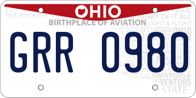 OH license plate GRR0980