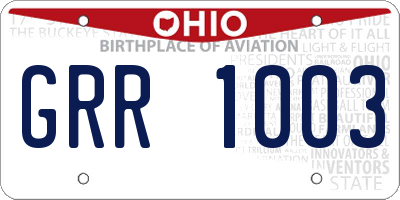 OH license plate GRR1003
