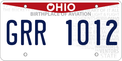 OH license plate GRR1012