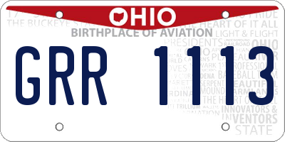 OH license plate GRR1113