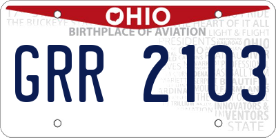 OH license plate GRR2103