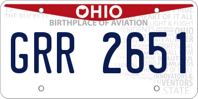 OH license plate GRR2651