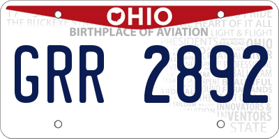 OH license plate GRR2892