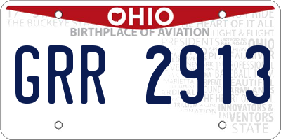 OH license plate GRR2913