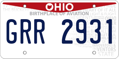 OH license plate GRR2931