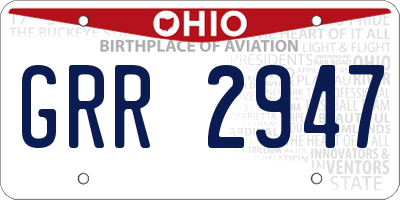 OH license plate GRR2947