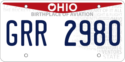 OH license plate GRR2980