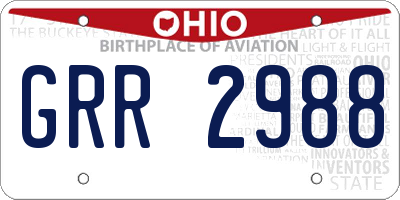 OH license plate GRR2988