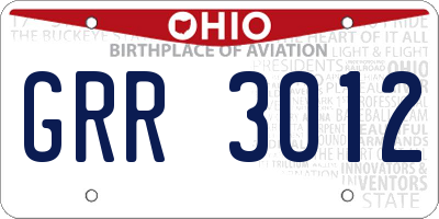 OH license plate GRR3012