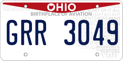 OH license plate GRR3049