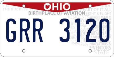 OH license plate GRR3120