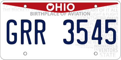 OH license plate GRR3545
