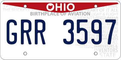 OH license plate GRR3597