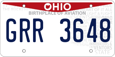 OH license plate GRR3648