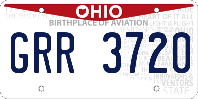 OH license plate GRR3720