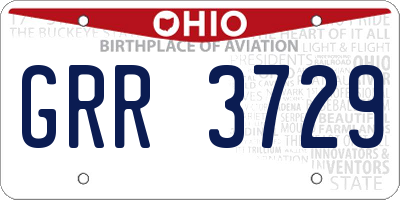 OH license plate GRR3729