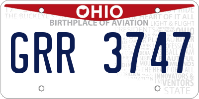 OH license plate GRR3747