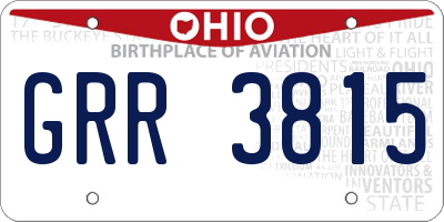 OH license plate GRR3815