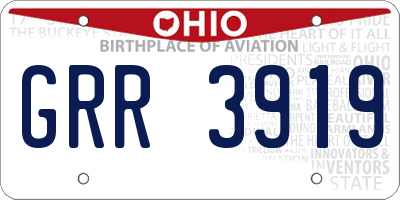 OH license plate GRR3919