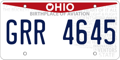 OH license plate GRR4645