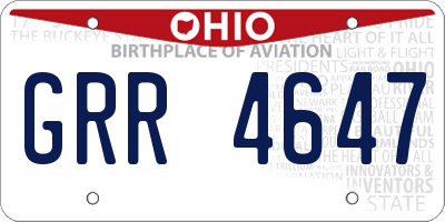 OH license plate GRR4647