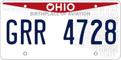 OH license plate GRR4728