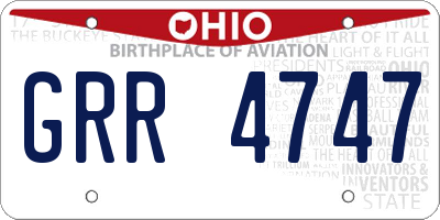 OH license plate GRR4747