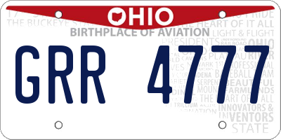 OH license plate GRR4777