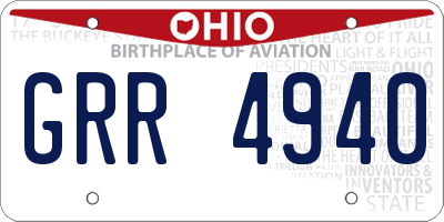 OH license plate GRR4940